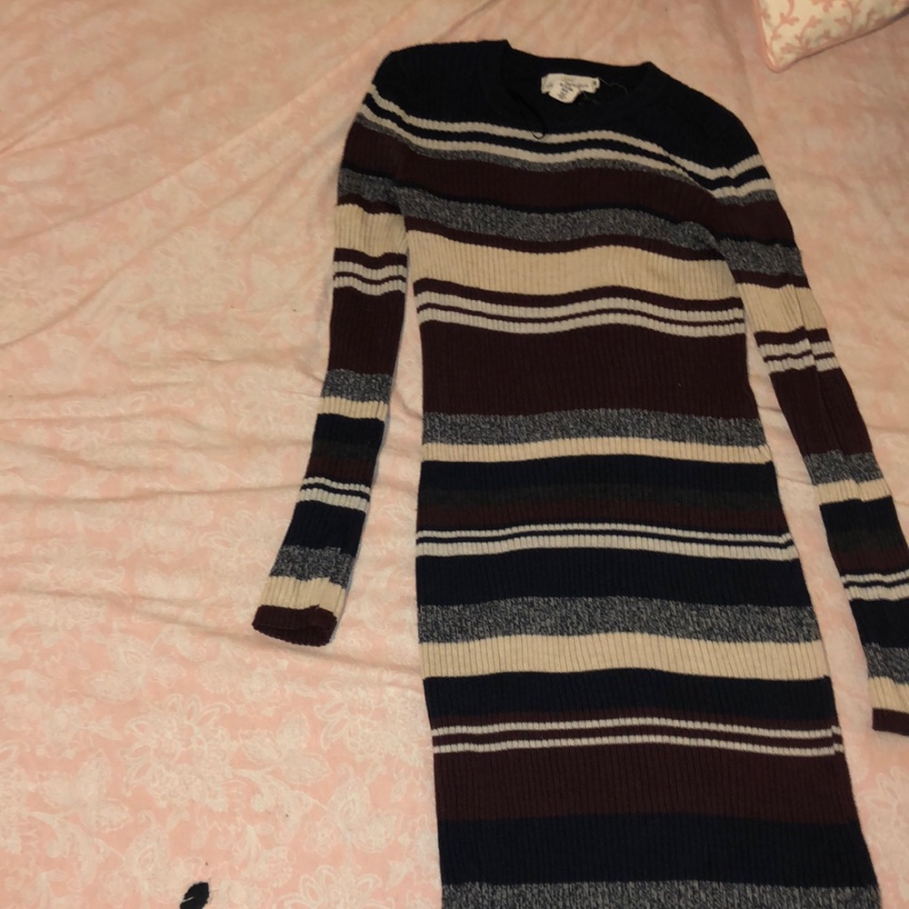 Long sleeve striped sweater dress